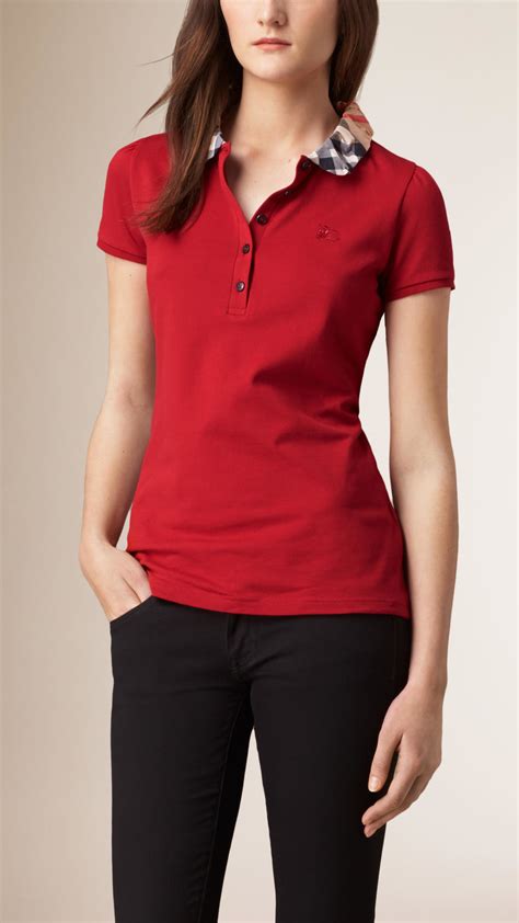 red burberry shirt women's